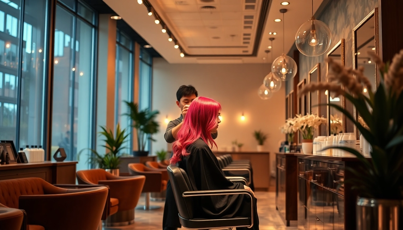 Experience the art of hair transformation at addendum salon with vibrant color services and expert styling.