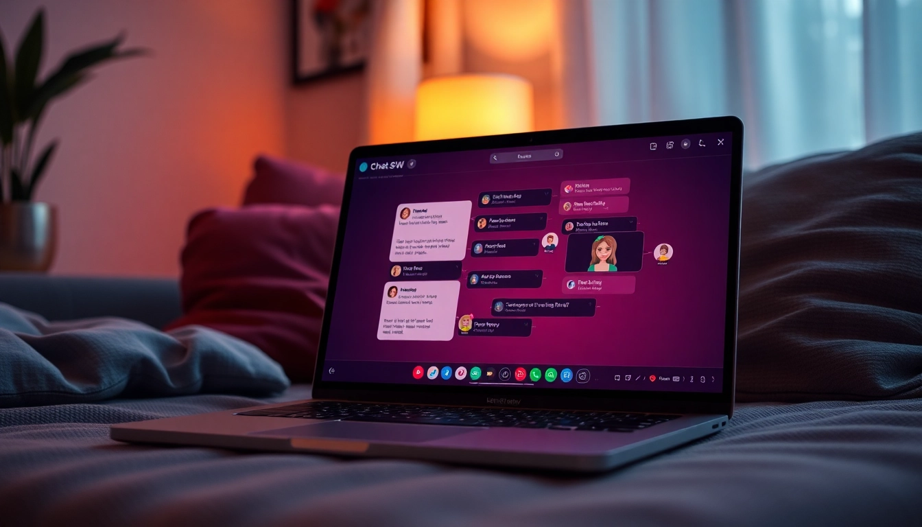 Nsfw chat bot conversation on a stylish laptop in a cozy room.