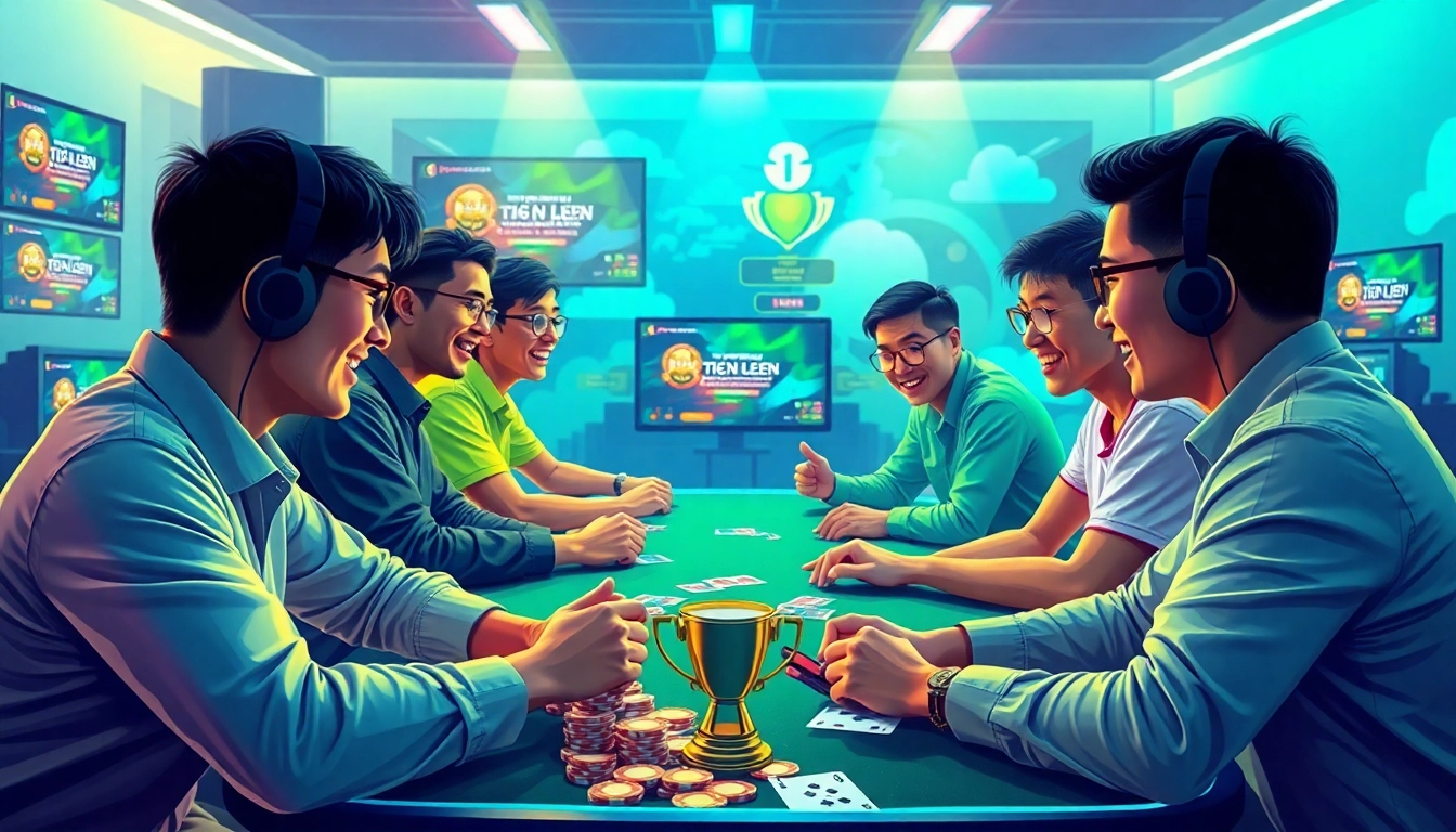 Experience the excitement of topgamebaidoithuong.mx with vibrant online gaming scenes showcasing popular card games and rewards.