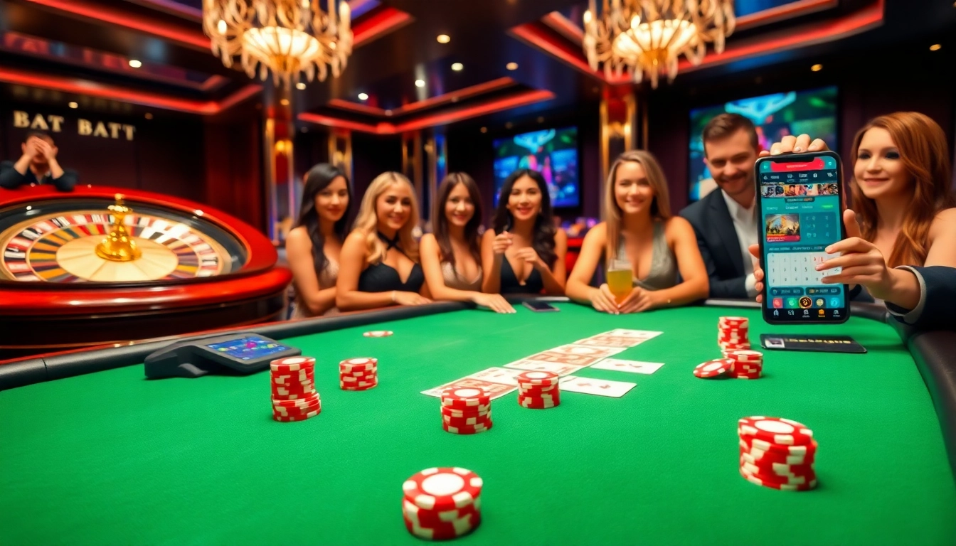 Experience thrilling gaming at 69vn.gb.net with poker tables and roulette wheels in a lively casino ambiance.