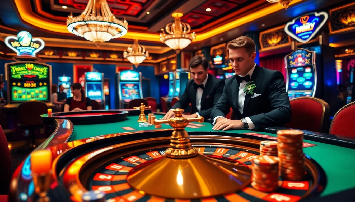 Experience thrilling gameplay at win55win.live with luxurious casino tables and vibrant lights.